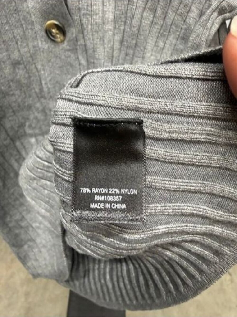 Worthington Grey Ribbed Collared Button Sweater - Picture 4 of 5